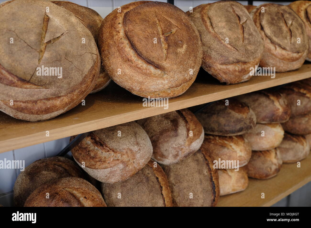 freshly baked sourdough bread Stock Photo