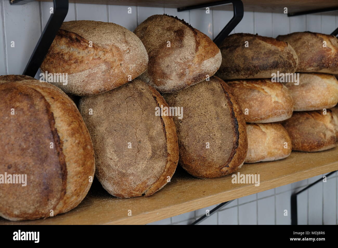freshly baked sourdough bread Stock Photo
