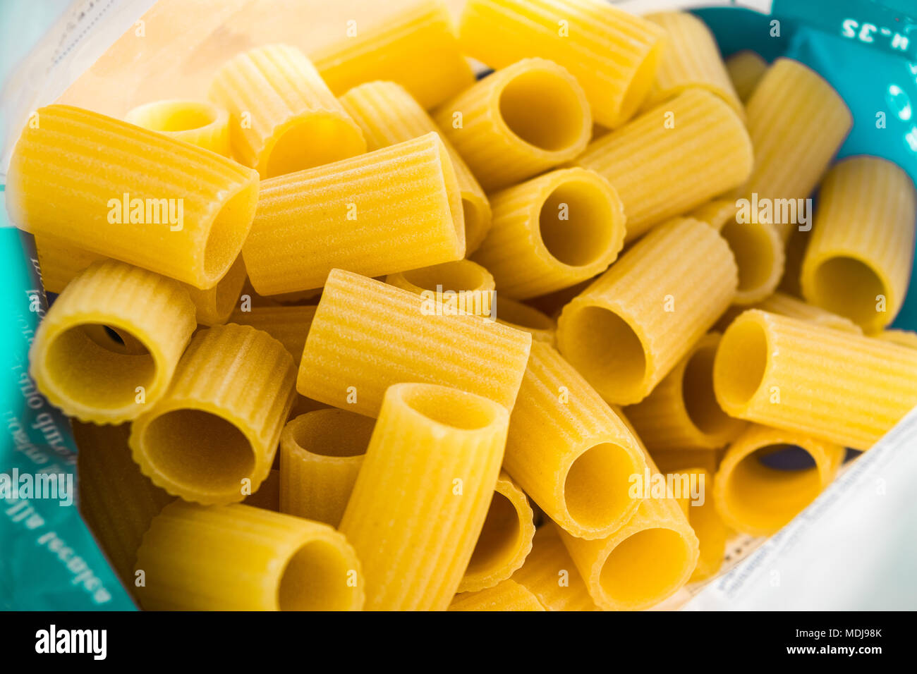 Italian pasta in the packing bag Stock Photo