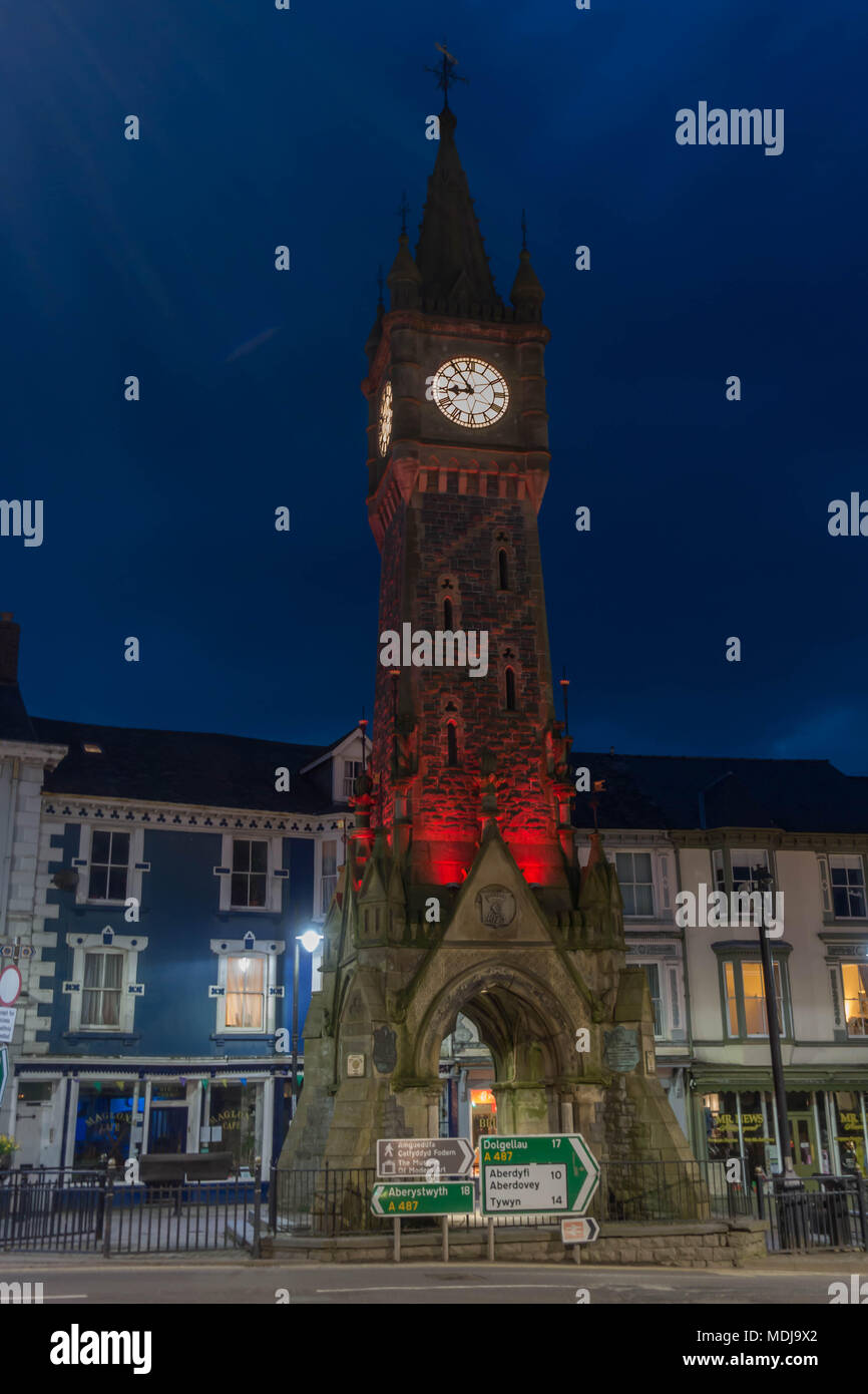 Clock tower at night machynlleth historic clock tower machynlleth powys
