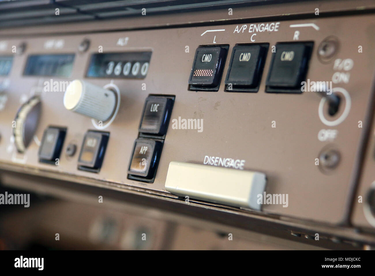 Flight Mode Control Panel on the Flight Deck of a Boeing 747400 Stock