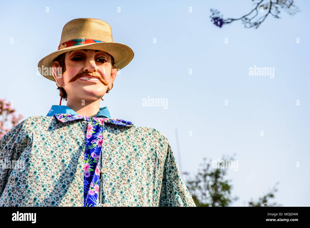 Antigua, Guatemala -  March 9, 2018: Closeup of traditional giant folk dancing puppet called a gigante in central plaza Stock Photo