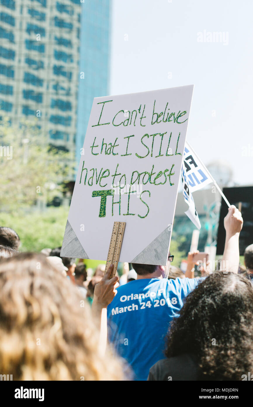 March For Our Lives Nationwide Event in Downtown Orlando, Florida (2018). Stock Photo