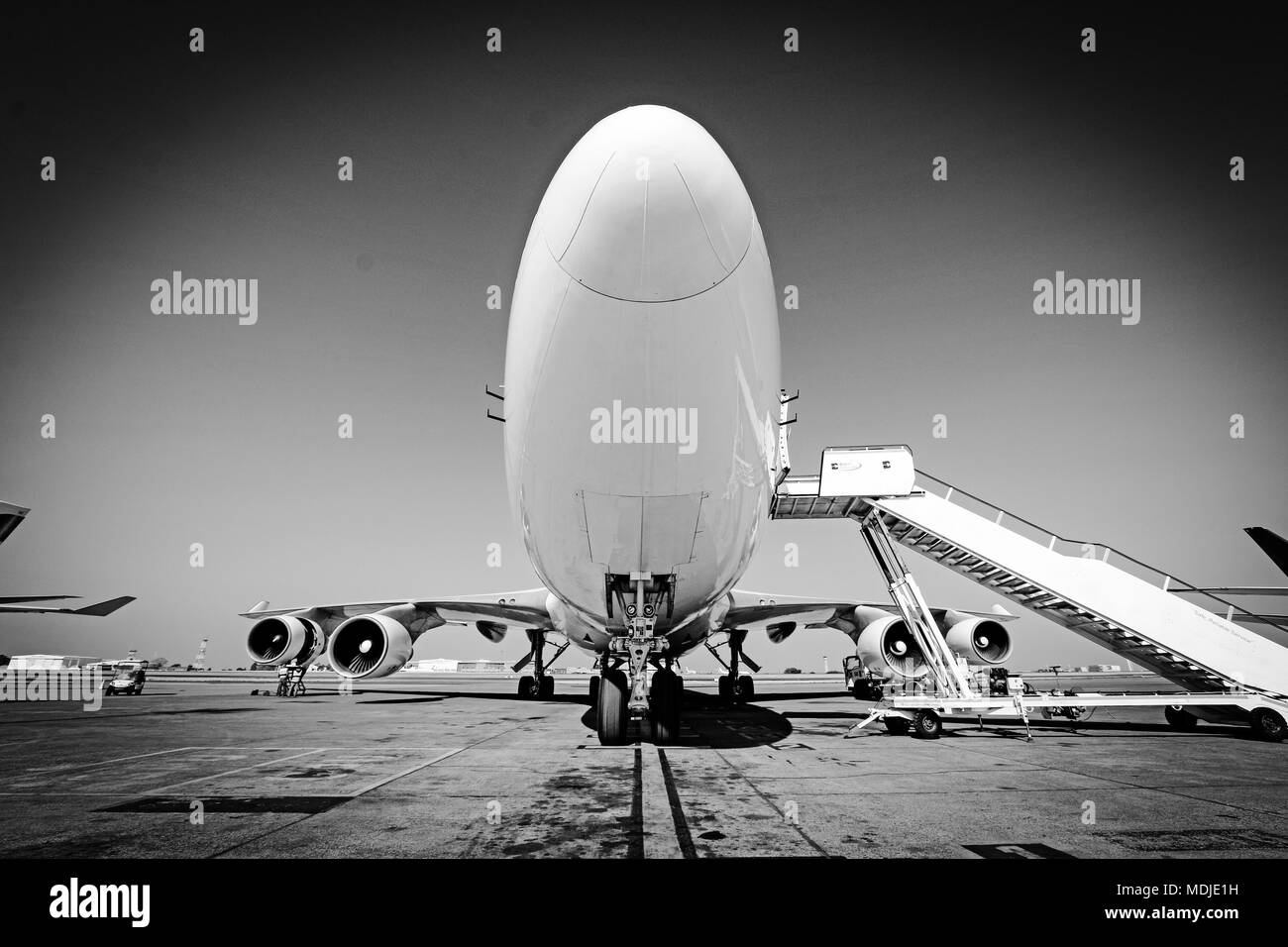 Boeing 747-400SF Freighter parked at the Cargo Ramp Stock Photo