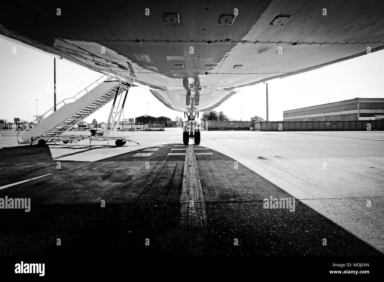 Underneath a Boeing 747-400 Stock Photo