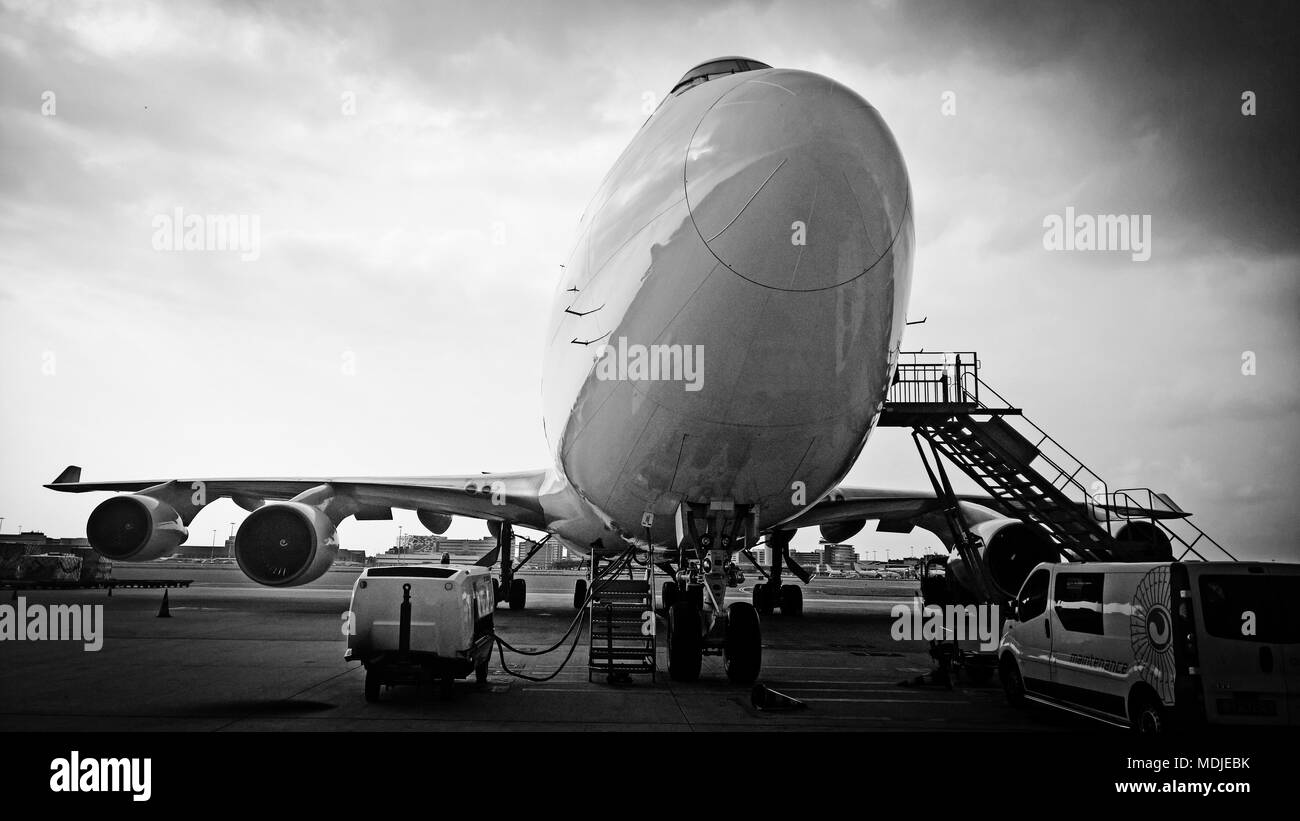 Boeing 747-400 Freighter Ready to Go Stock Photo
