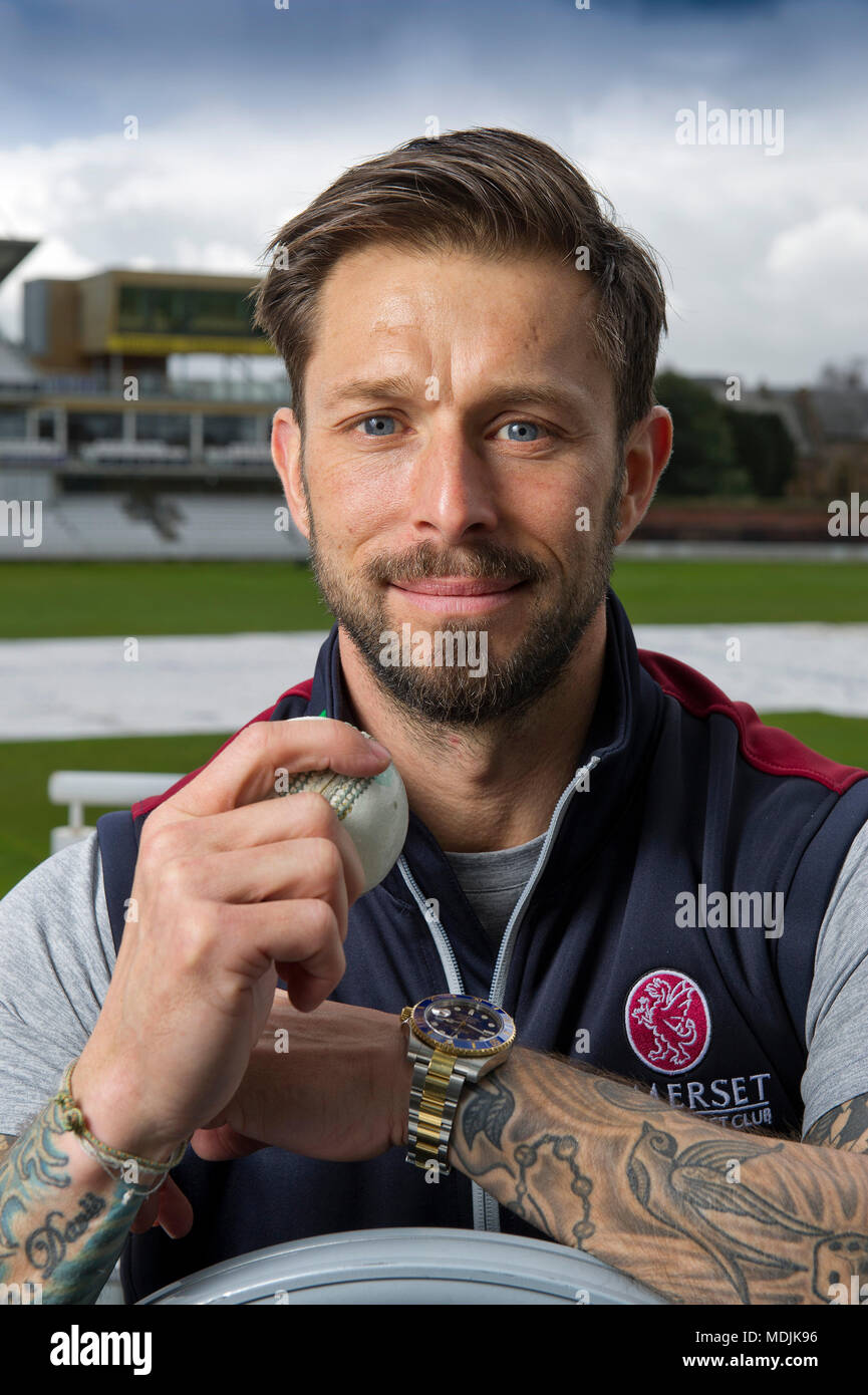 Cricketer Peter Trego of Somerset CCC at the Taunton ground. Stock Photo