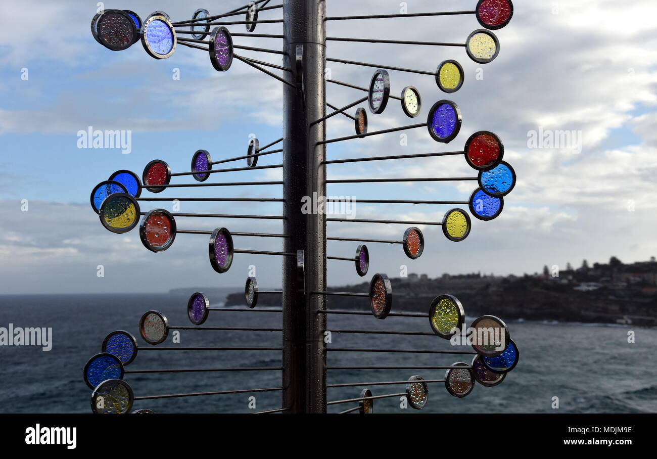 Sydney, Australia - Oct 27, 2017. Rhiannon West: Wind Reflections. Sculpture by the Sea along the Bondi to Coogee coastal walk is the world's largest  Stock Photo