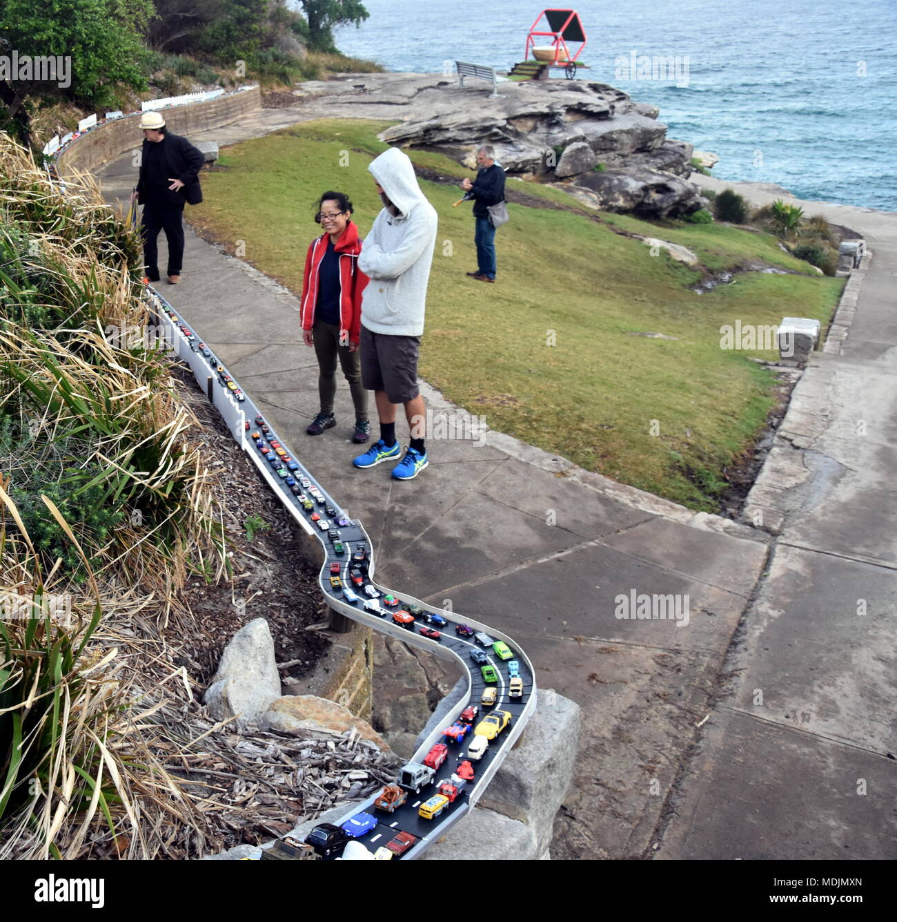 Sydney, Australia - Oct 27, 2017. Jane Gillings: Are We There Yet?. Sculpture by the Sea along the Bondi to Coogee coastal walk is the world's largest Stock Photo