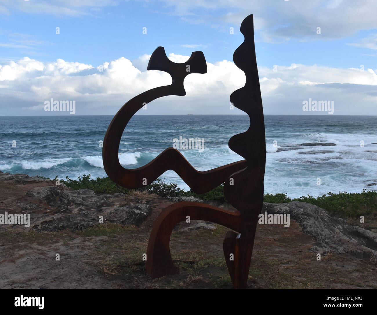 Sydney, Australia - Oct 27, 2017. Tim Macfarlane Reid: Fragments. Sculpture by the Sea along the Bondi to Coogee coastal walk is the world's largest f Stock Photo