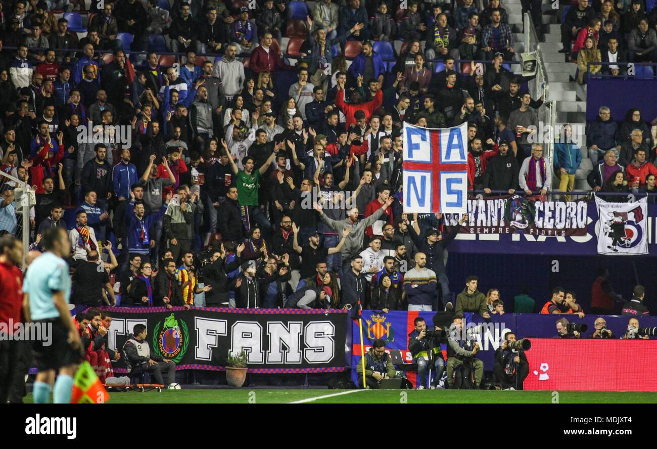 Fans of Levante during the match between Levante UD and Malaga CF at the  stadium Ciudad de Valencia Cordon Press Stock Photo - Alamy