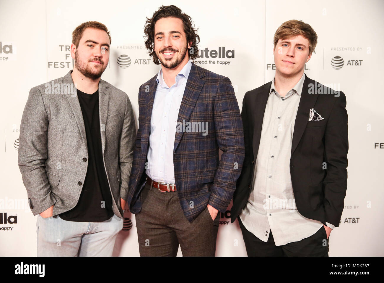 New York, NEW YORK, USA. 19th Apr, 2018. Spencer Flynn, Will Conant and  Charlie Schwan of the film 'The Good Night Show' attends the Shorts Program  during the 2018 Tribeca Film Festival