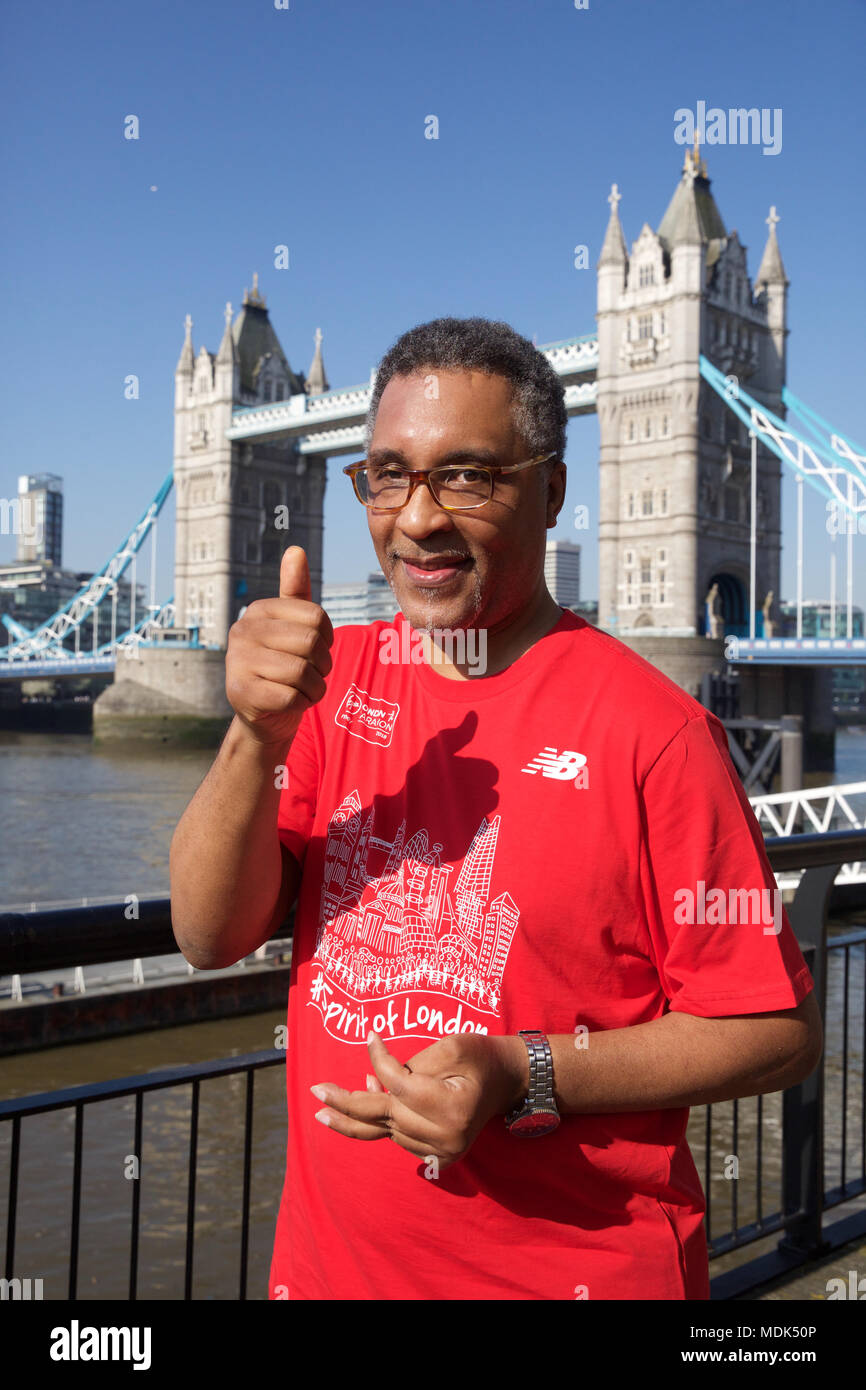 London,UK,20th April 2018,London Marathon #SpiritOfLondon Photocall takes place with ex boxer Michael Watson ahead of the Marathon on Sunday.Credit Keith Larby/Alamy Live News Stock Photo