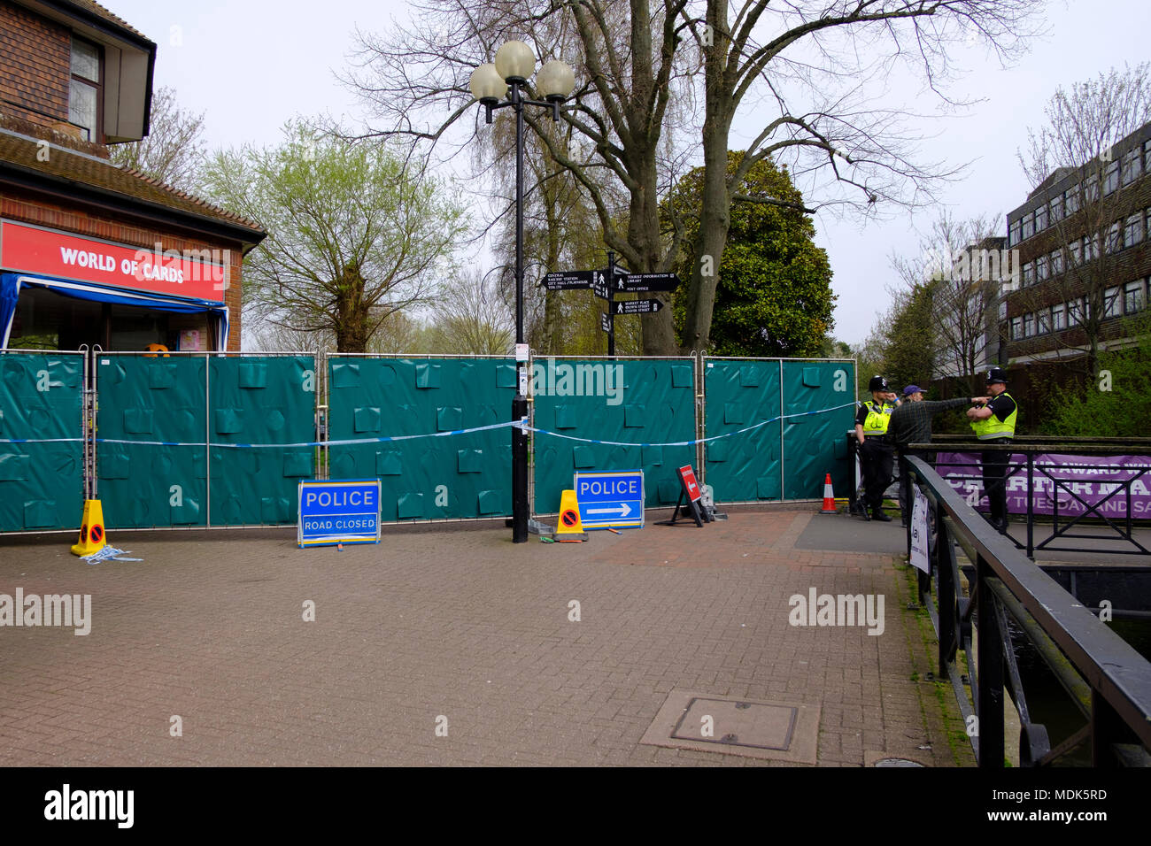 Salisbury 20th April 2018 New, more permanent, barriers are to be put up around the cordons in Salisbury city centre, as the decontamination process steps up after the novichok nerve agent  poisoning of the spy  Sergei Skripal his daughter Yulia Credit Paul Chambers Alamy Live News Stock Photo