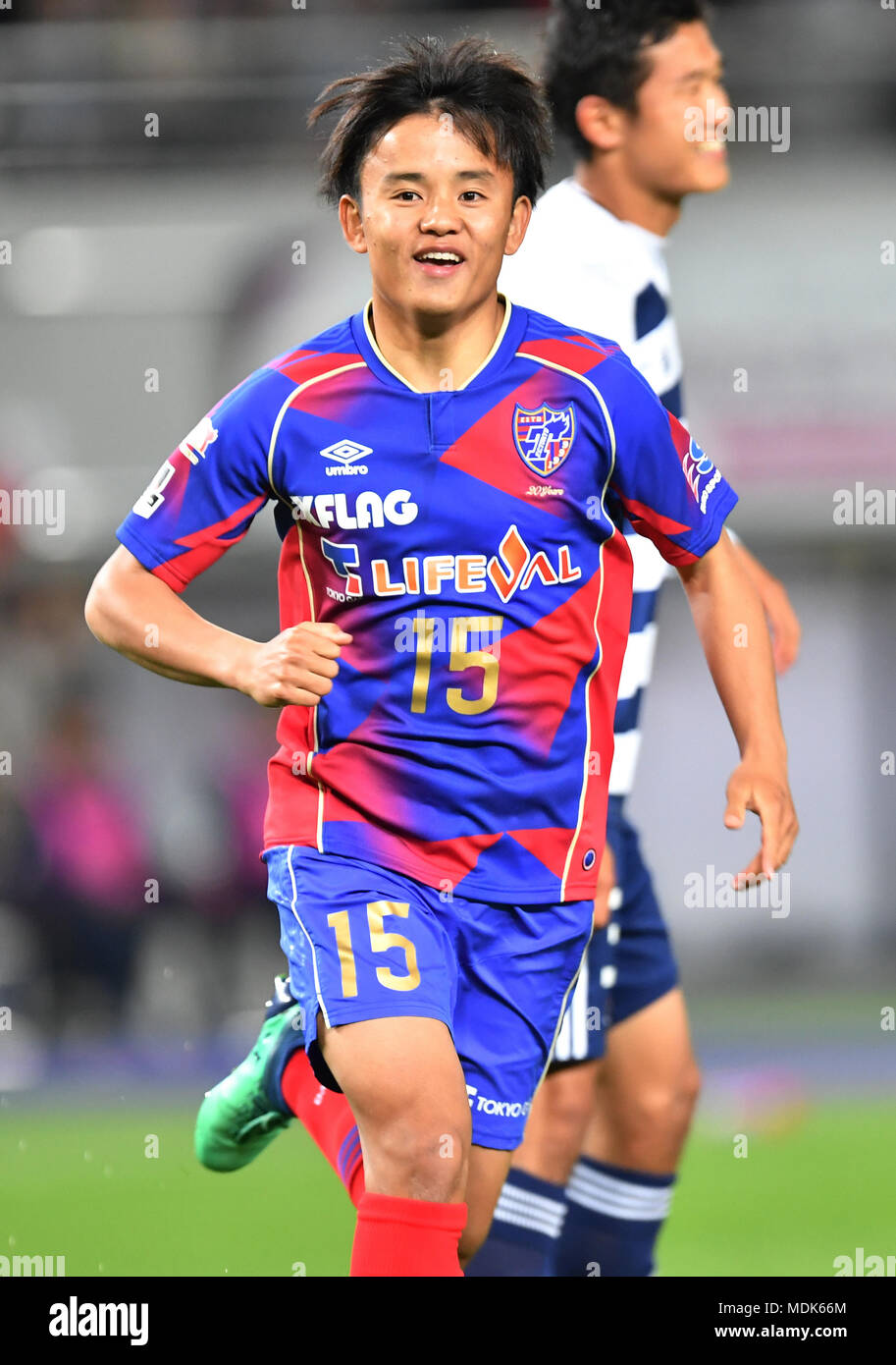 Takefusa Kubo (FC Tokyo), APRIL 18, 2018 - Football / Soccer : Takefusa  Kubo of FC Tokyo celebrates the opening goal during the 2018 J.League YBC  Levain Cup Group A match between