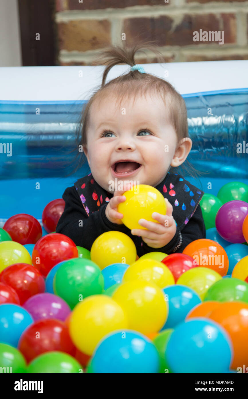 Baby In Ball Pit Stock Photo Alamy
