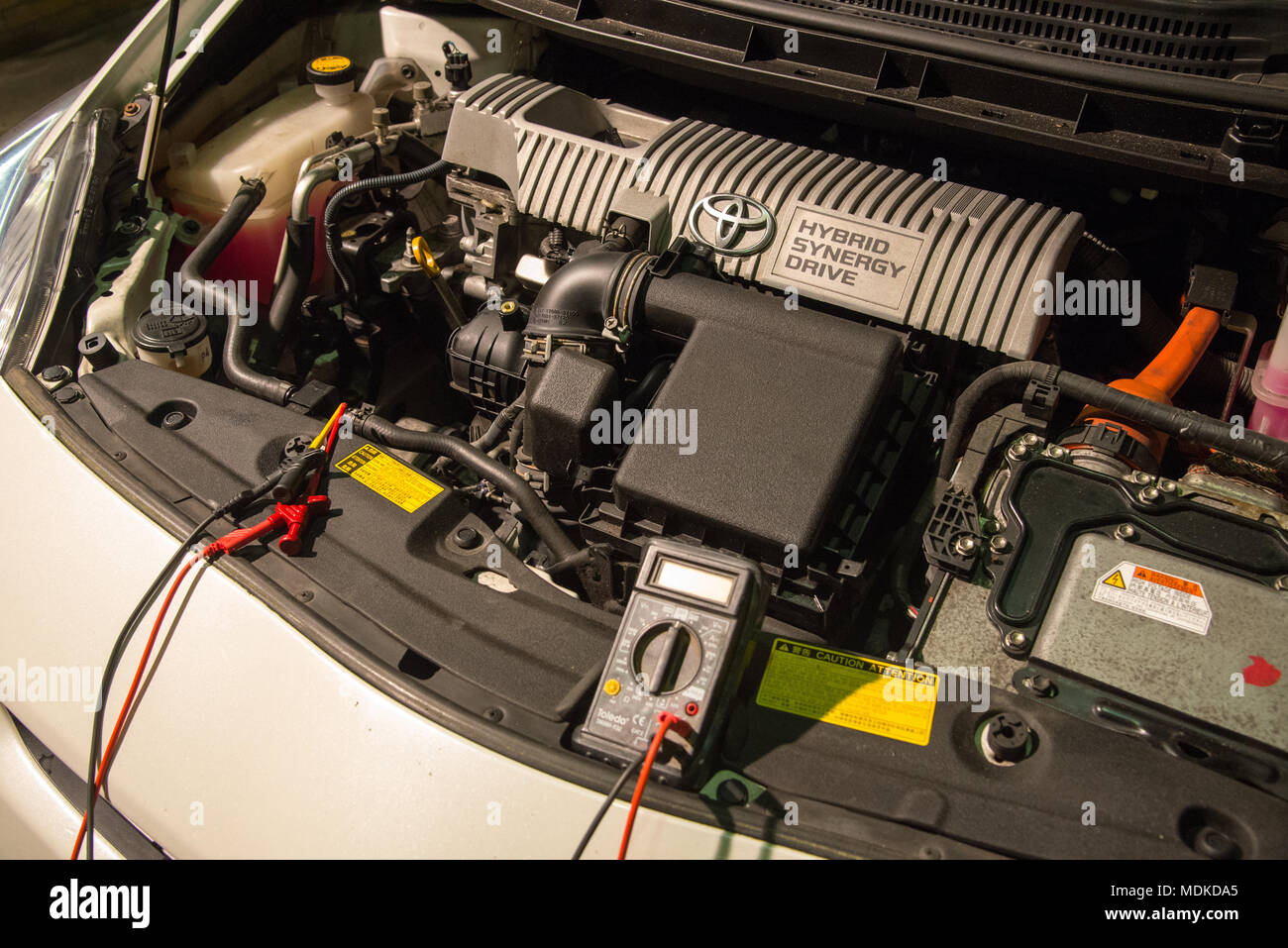 hybrid engine of toyota car Stock Photo