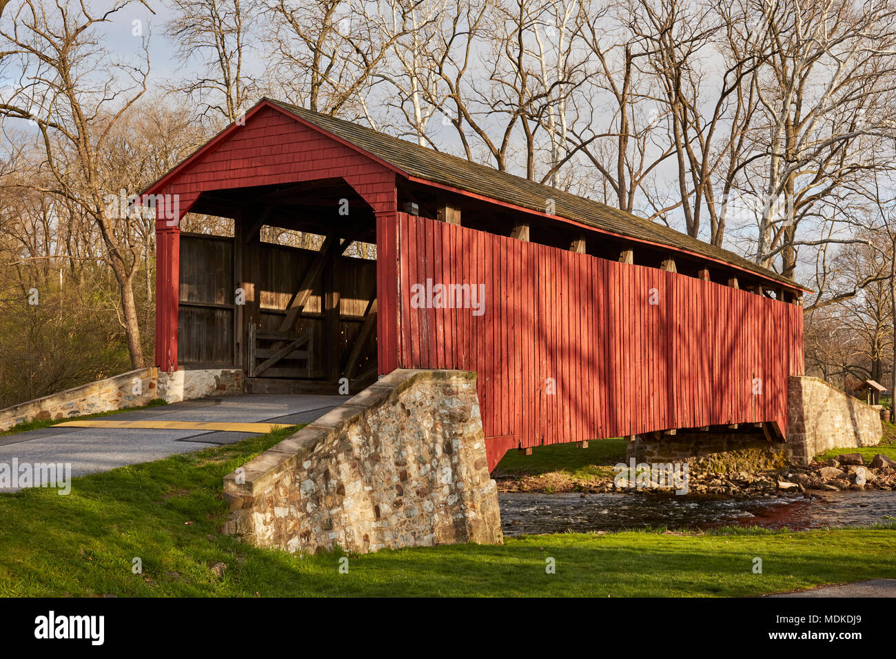 Poole Forge Covered Bridge, Narvon, Lancaster County, Pennsylvania, USA Stock Photo