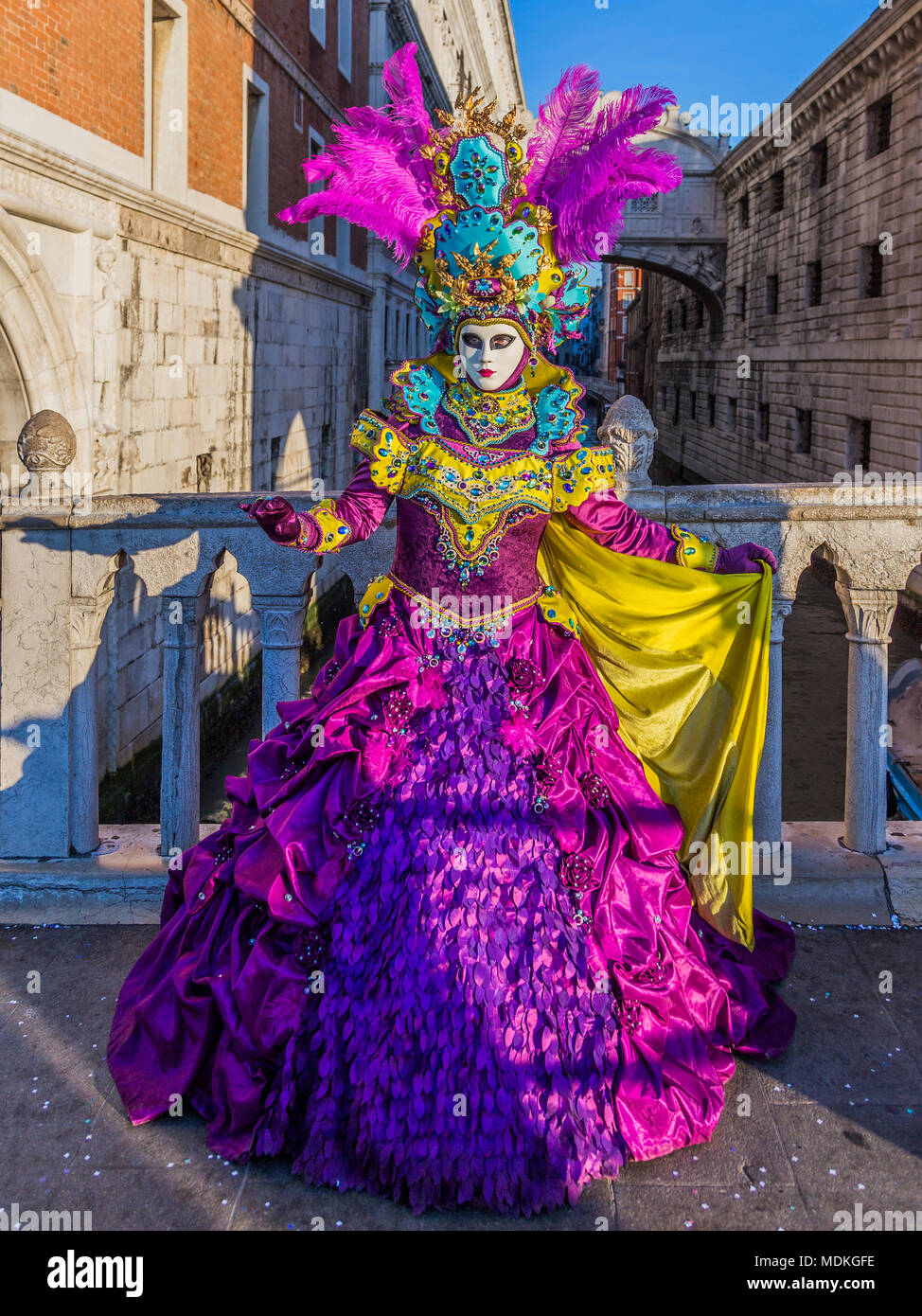 Venice Carnival, costumes, masks, masked ball, February, Piazza San Marco, St Mark's Square Stock Photo