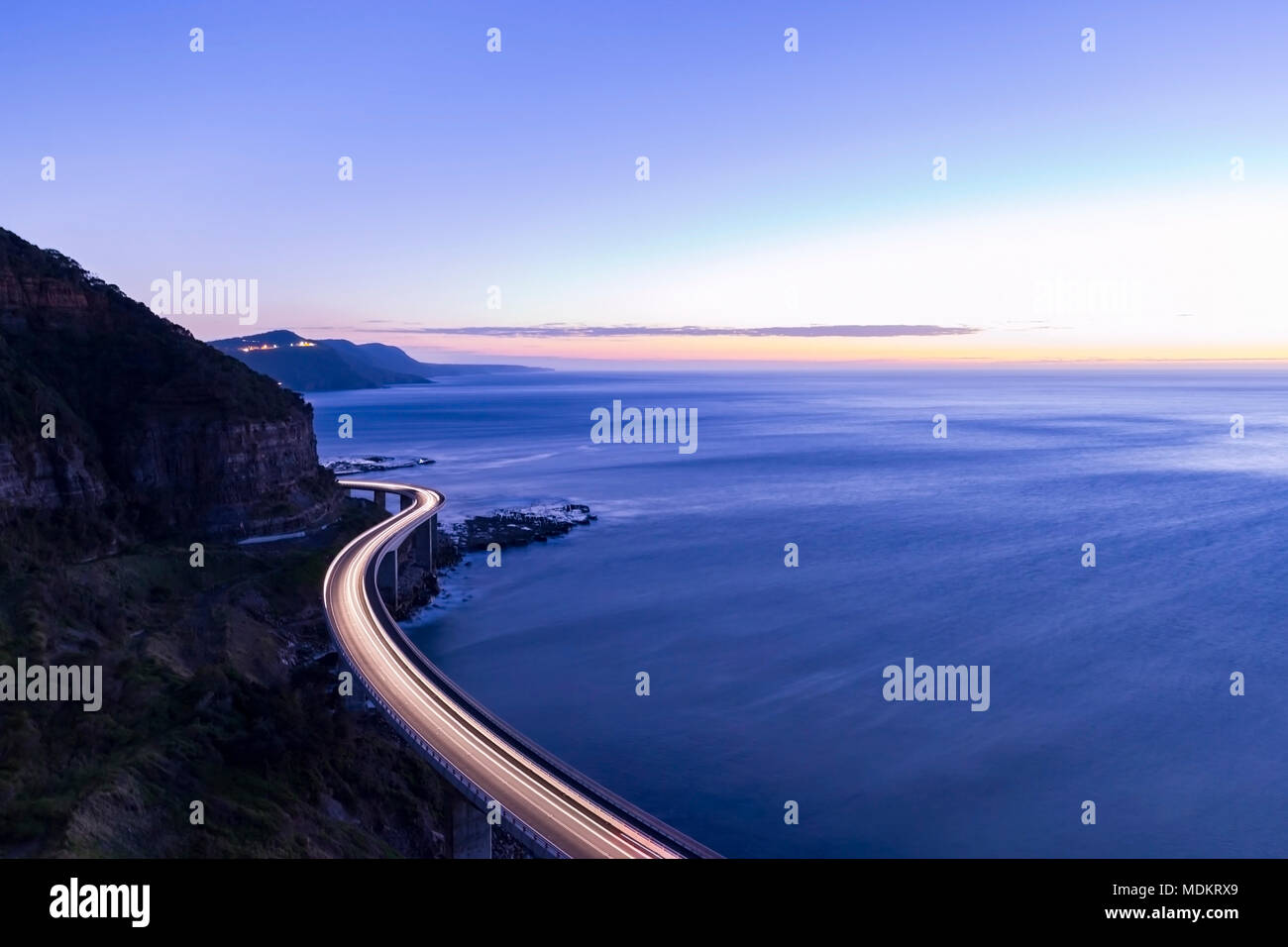 Sunrise at Seacliff Bridge, Royal National Park, Sydney, Australia Stock Photo