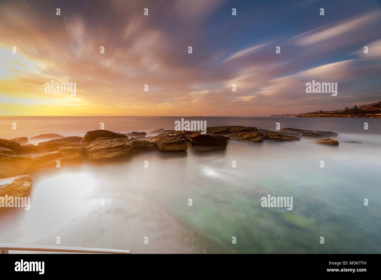 Sunrise long exposure, Coogee Beach, Sydney, Australia Stock Photo