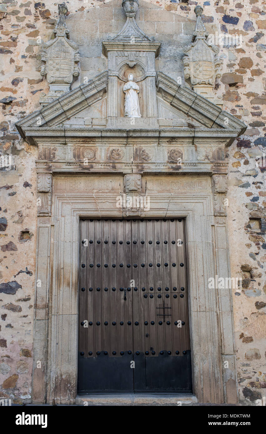 Santa Clara Convent Facade, belonging to mannerist style, Caceres, Spain Stock Photo