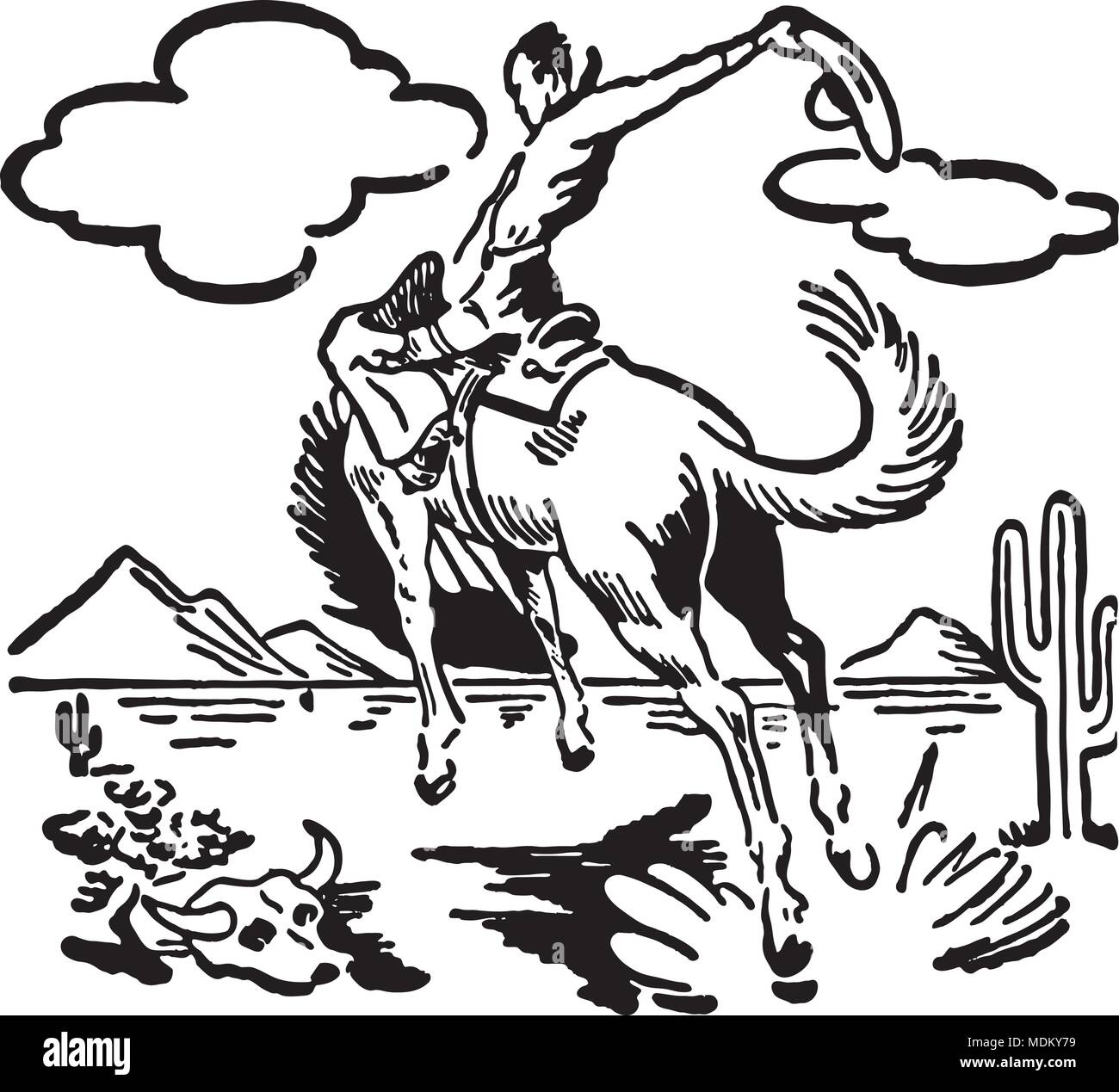 Bucking Bronco 2 - Retro Ad Art Illustration Stock Vector Image & Art ...