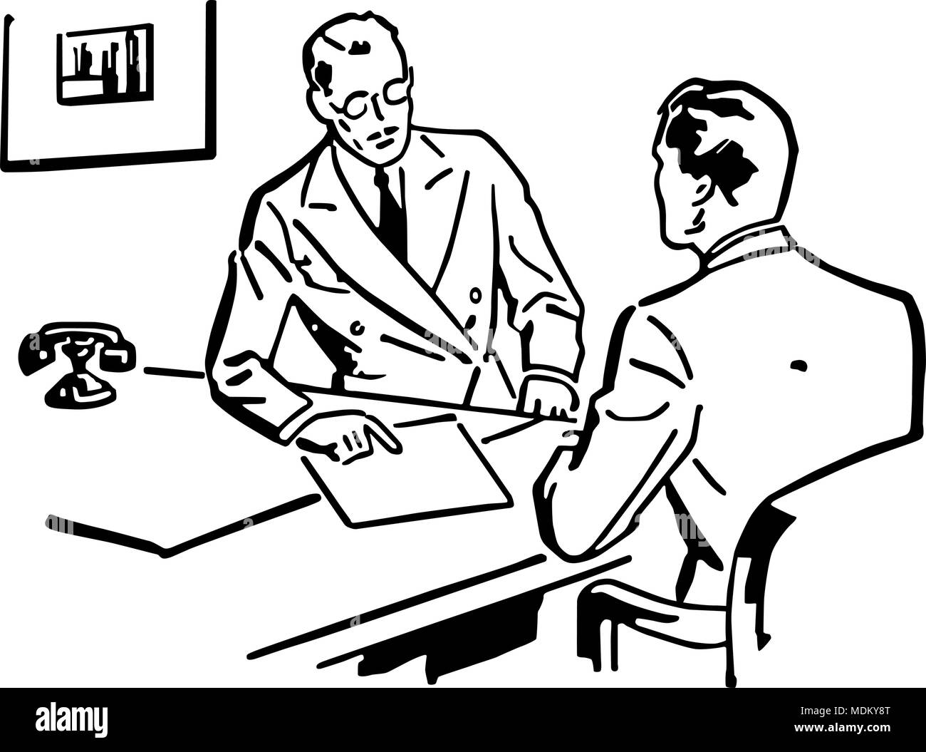 Business Discussion - Retro Clipart Illustration Stock Vector Image ...