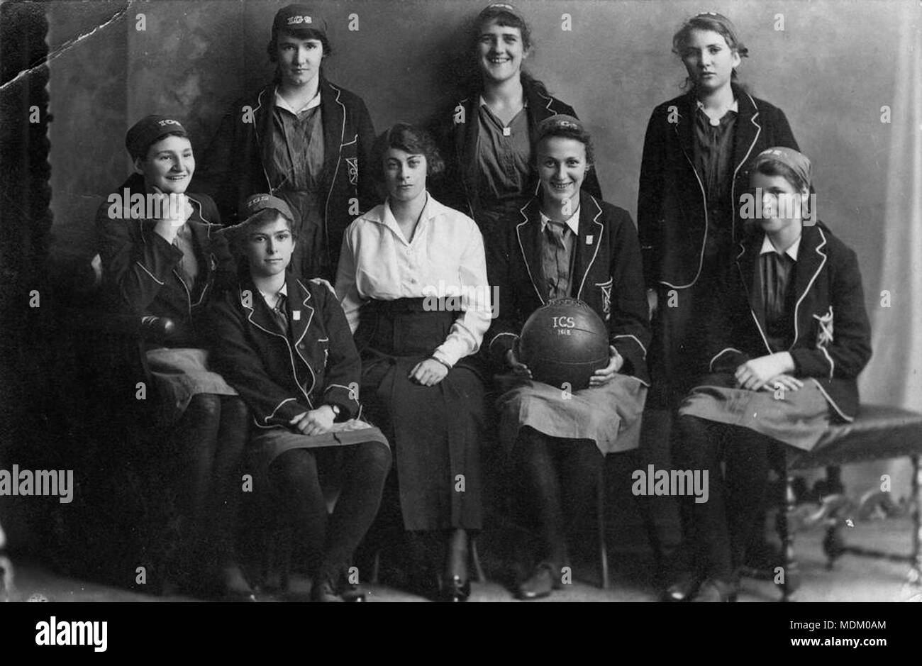 First basketball team Ipswich Girls Grammar School 1918 Stock Photo Alamy