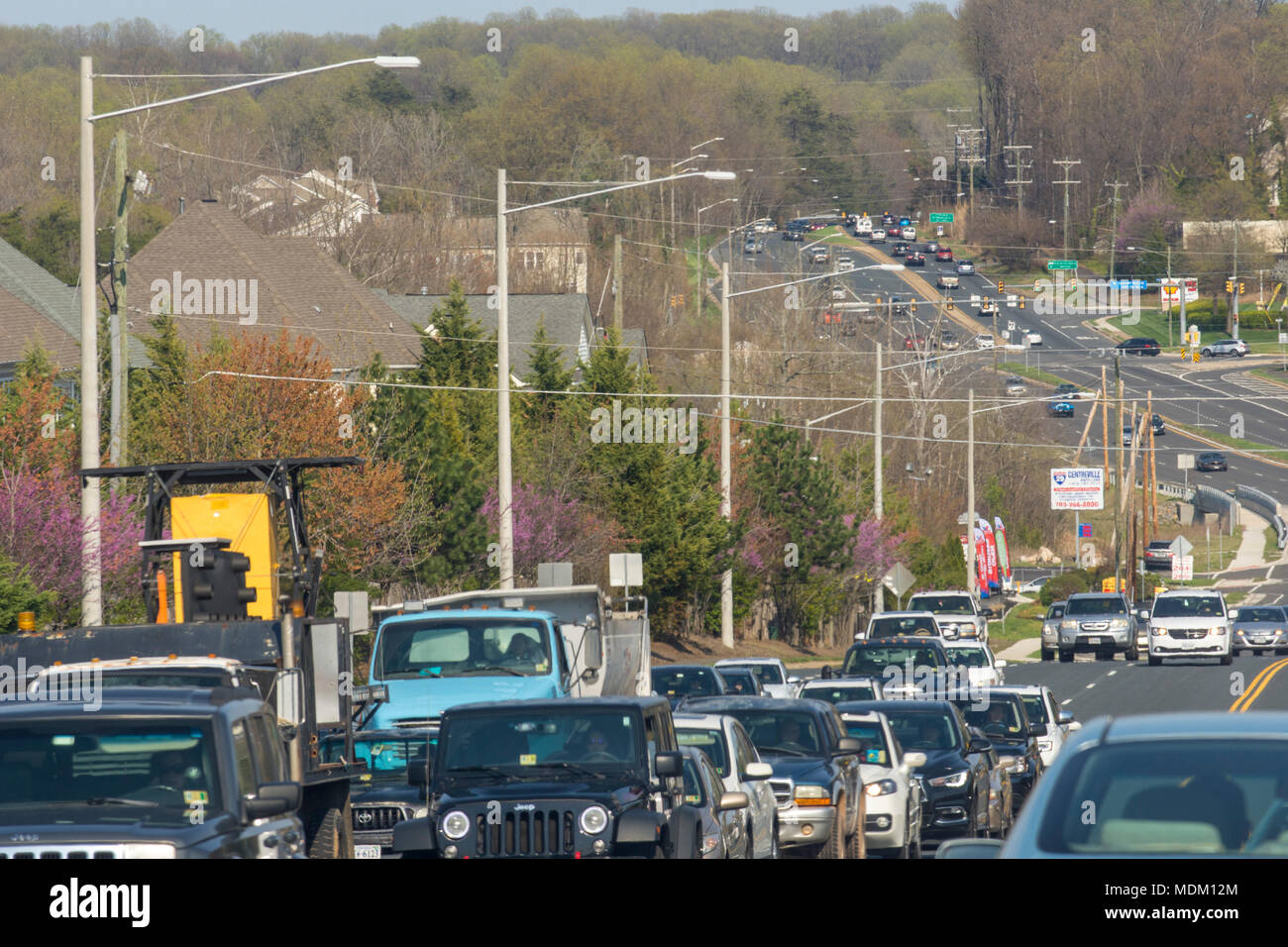 Afternoon traffic on Rt 29 near Centreville, Virginia Stock Photo