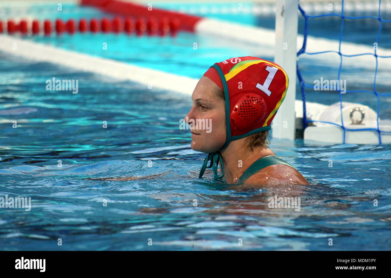 Budapest, Hungary - Jul 16, 2017. YANITSAS Lea (AUS) goalkeeper of the Australia team  in the preliminary round. FINA Waterpolo World Championship was Stock Photo