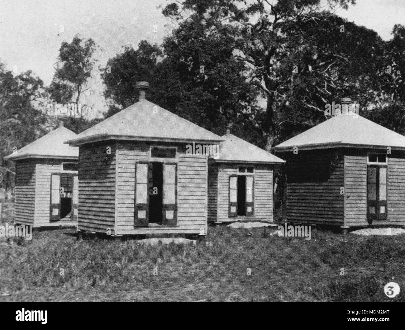 Huts constructed for patients on Peel Island (1907) Stock Photo