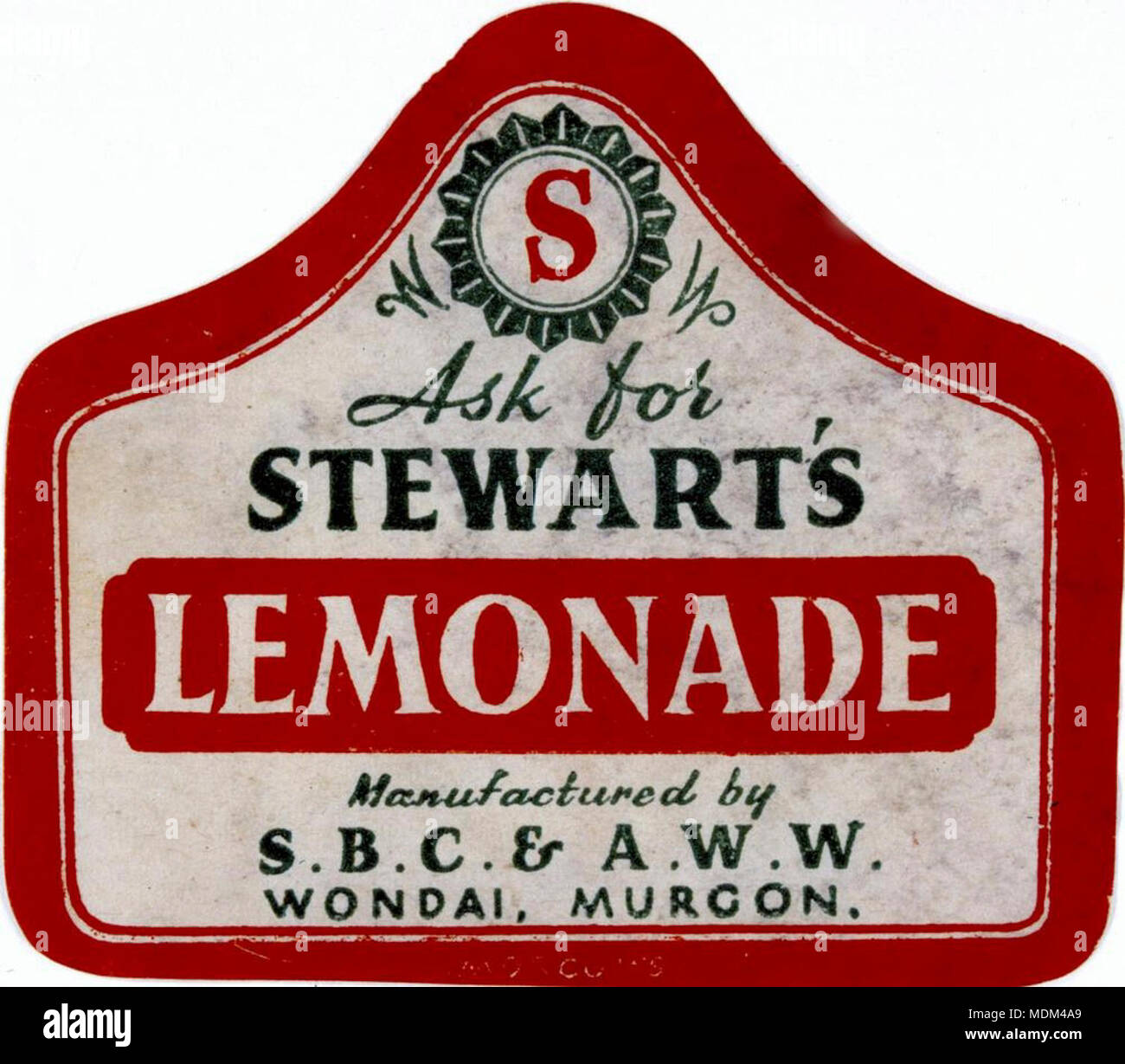 Label from a bottle of Stewarts Lemonade Stock Photo
