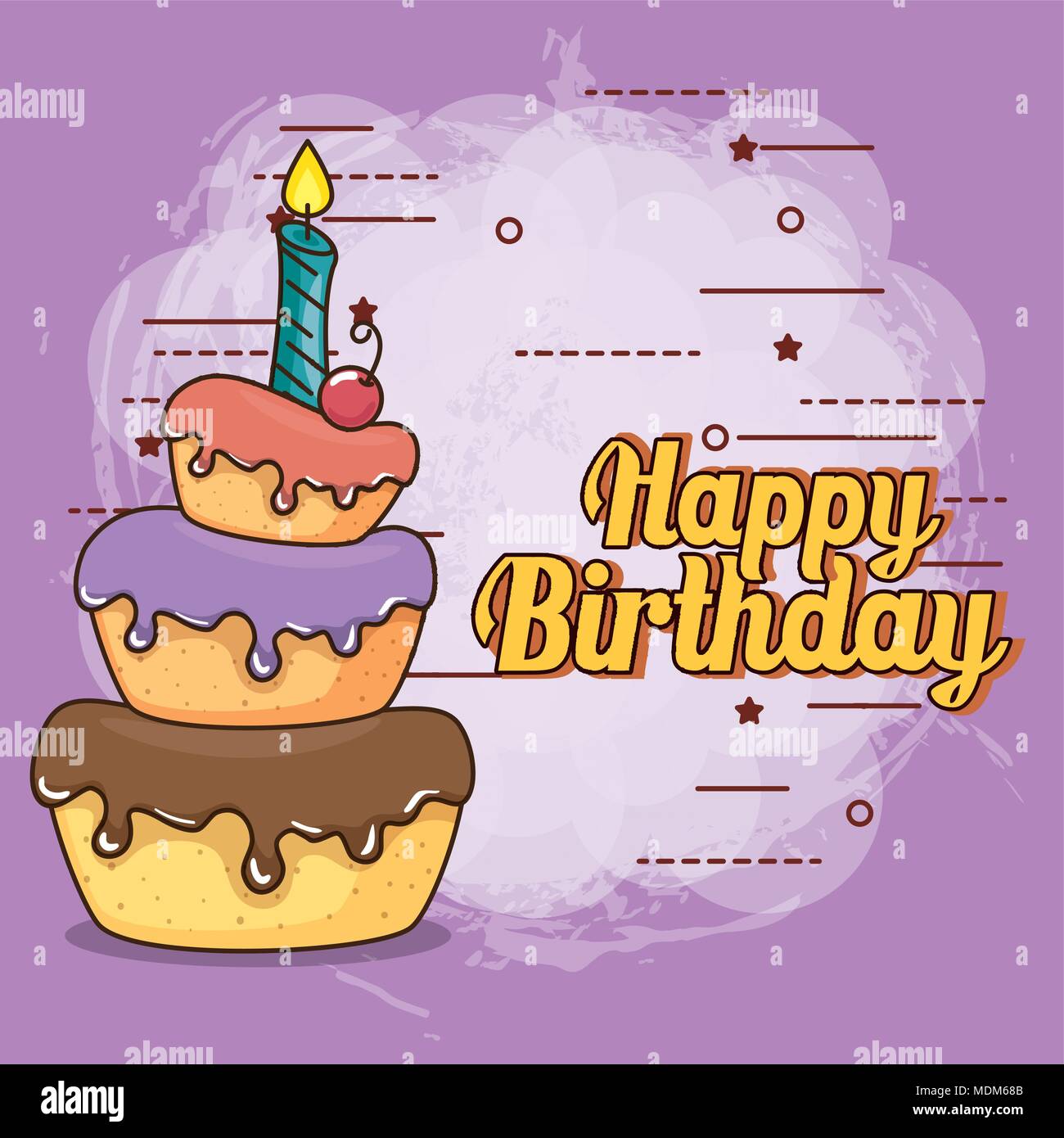 happy birthday card with sweet cake Stock Vector Image & Art - Alamy