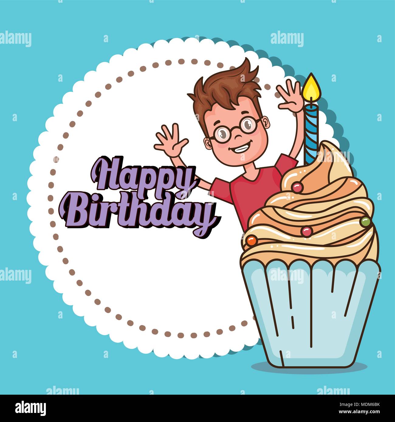 happy birthday card with little boy Stock Vector Image &amp; Art - Alamy