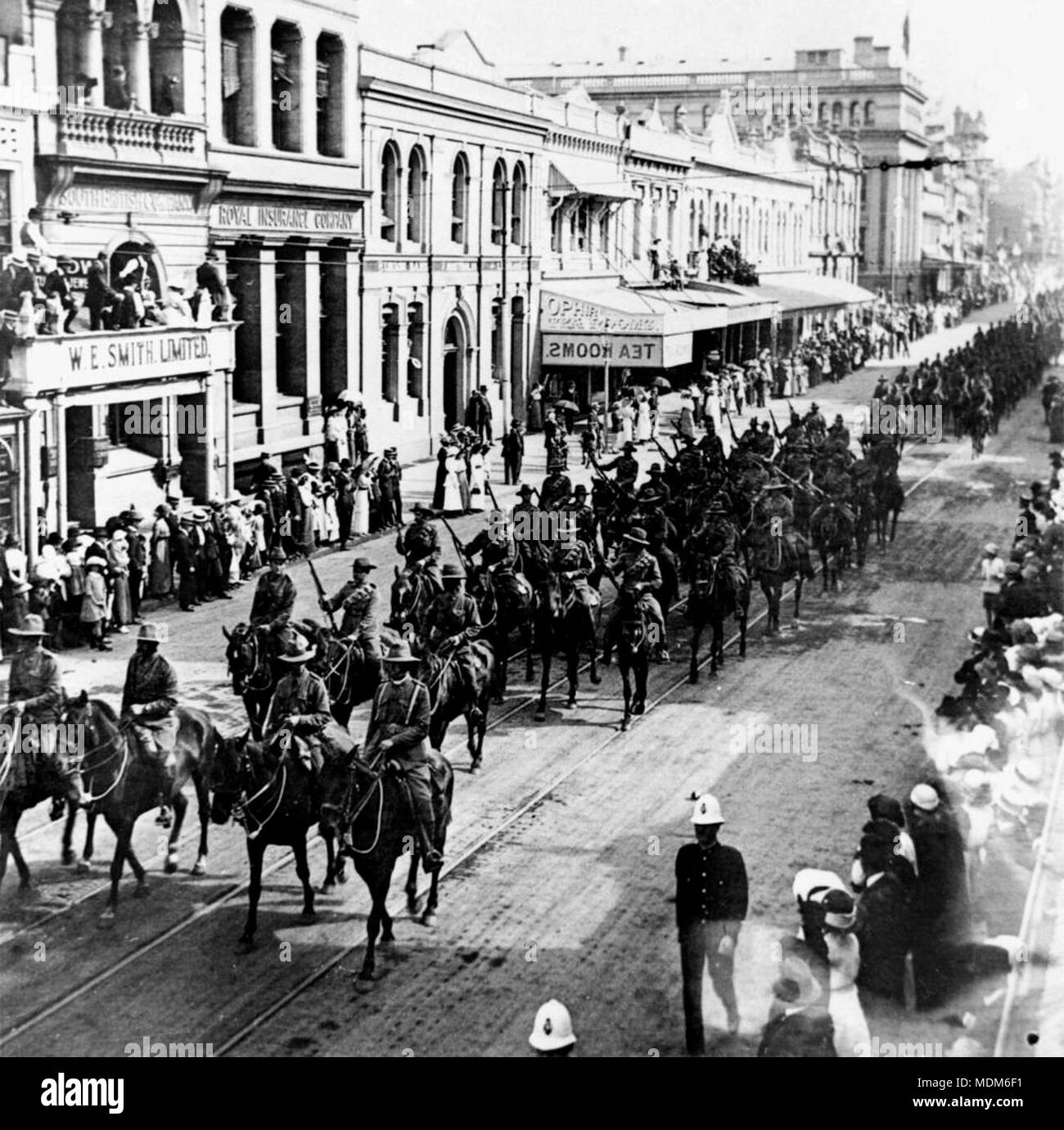 Mounted Infantry of the Expeditionary Force in Queen Street, Brisbane