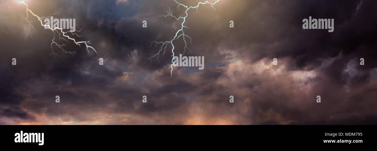Lightning strikes in sky Stock Photo - Alamy