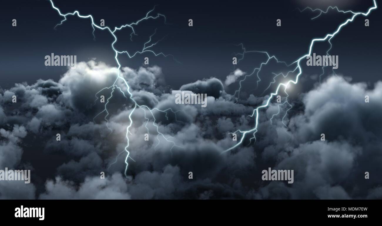 Lightning strikes in sky Stock Photo - Alamy