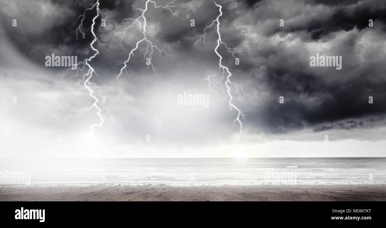 Lightning strikes in sky Stock Photo - Alamy