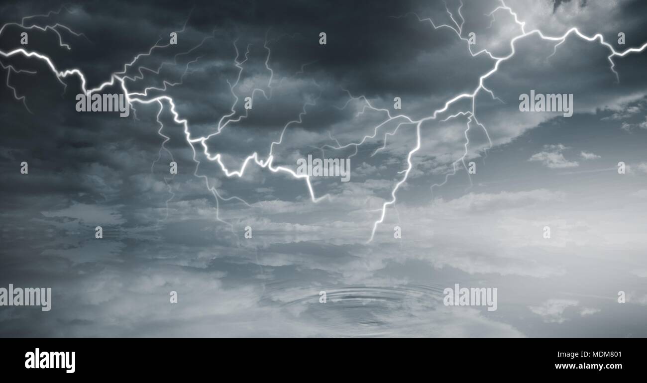 Lightning strikes in sky Stock Photo - Alamy