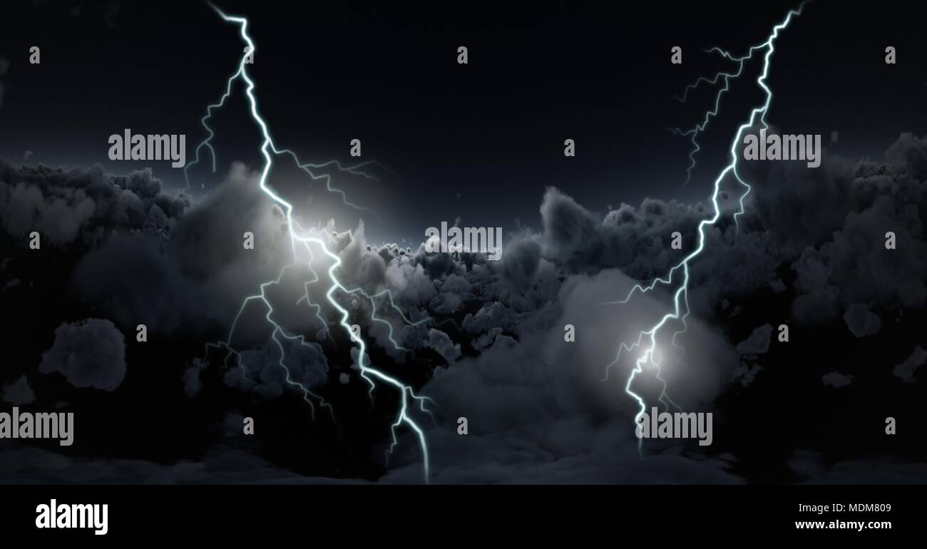 Lightning strikes in sky Stock Photo - Alamy
