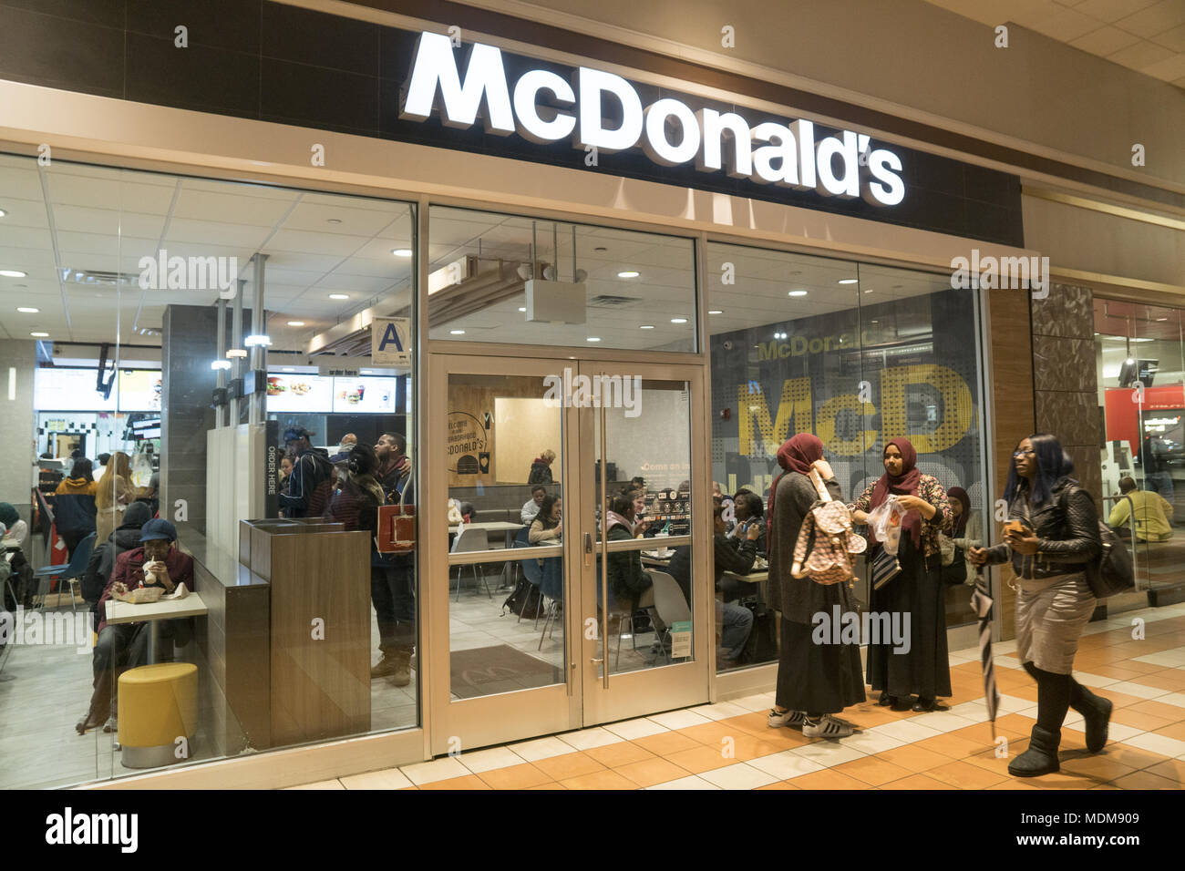 An always busy McDonalds Restaurant at the Atlantic Mall in Brooklyn, New Yortk. Stock Photo