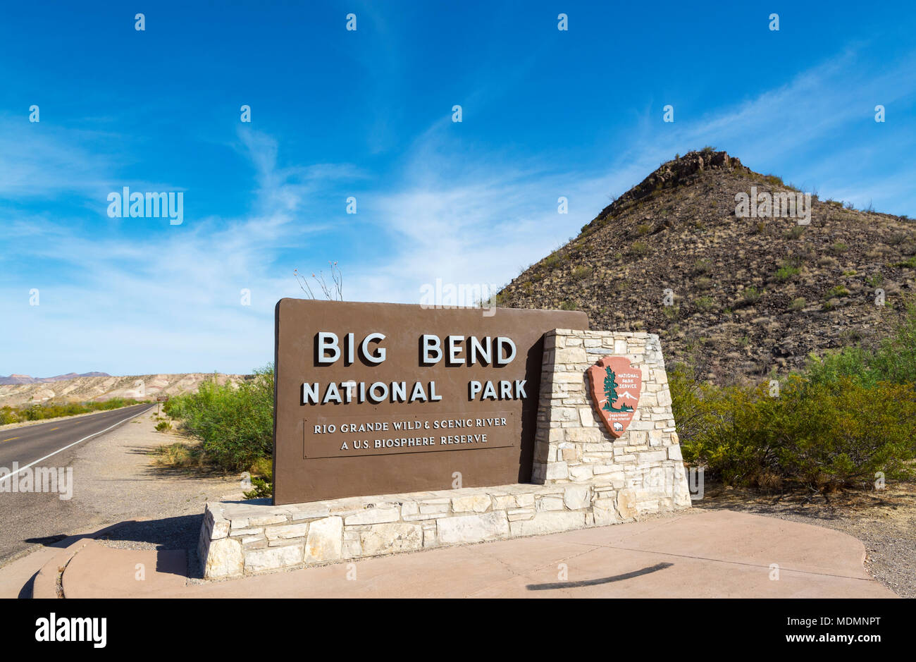 Texas, Big Bend National Park, entrance sign Stock Photo