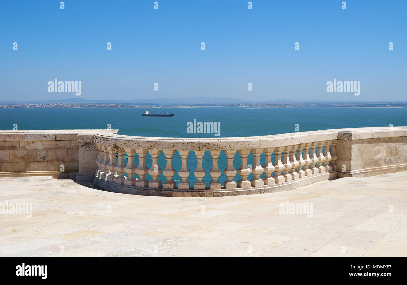 The Tagus river as seen from the roof terrace of National Pantheon (former Church of Santa Engracia). Lisbon. Portugal Stock Photo