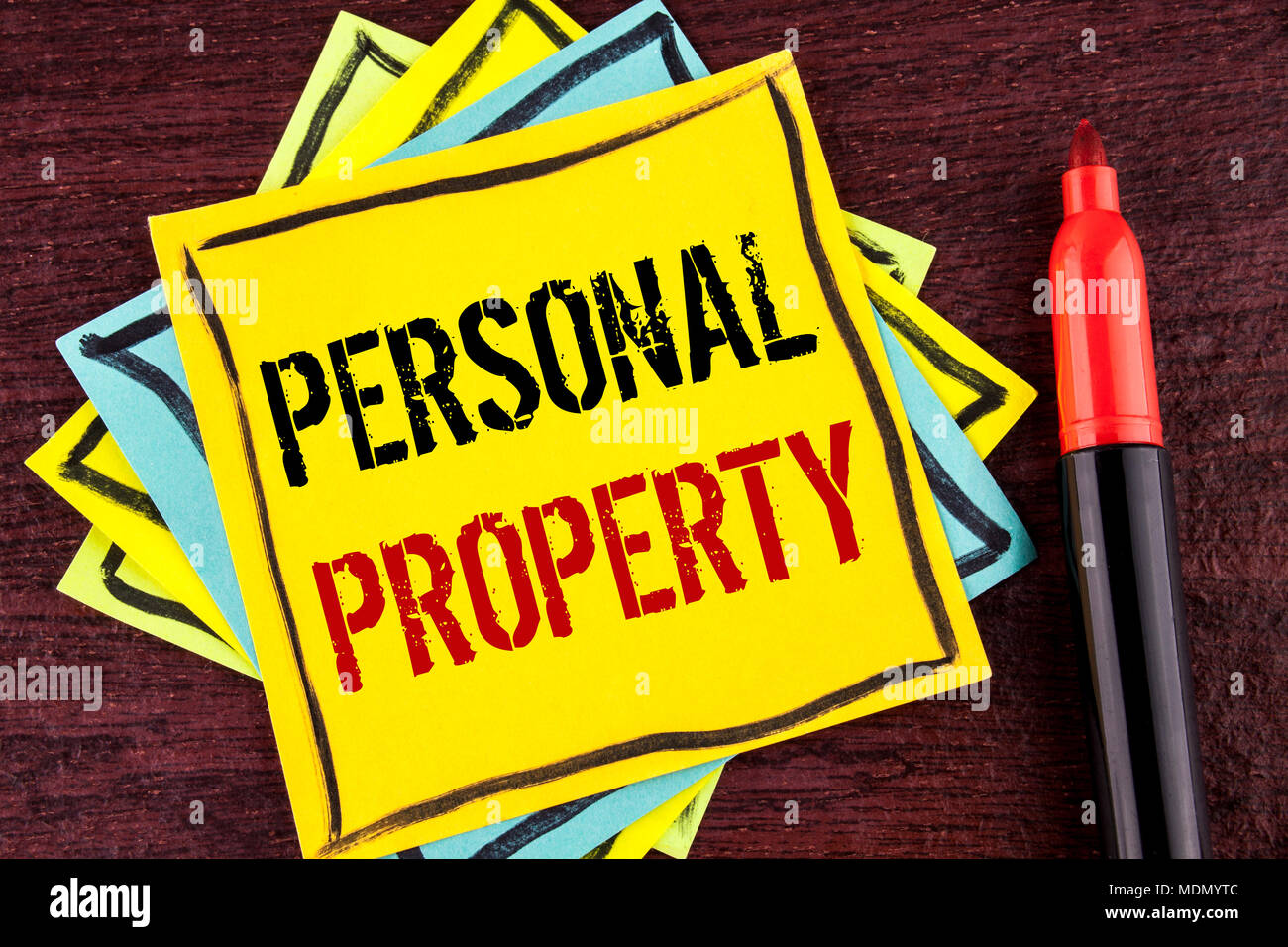 Handwriting text Personal Property. Concept meaning Belongings ...