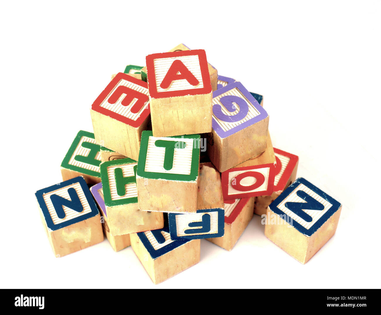 Wooden alphabet blocks isolated on white background Stock Photo Alamy
