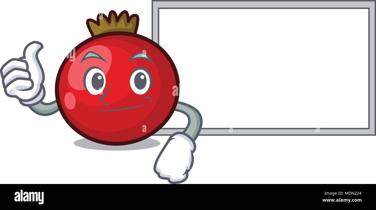 Thumbs up with board red currant character cartoon Stock Vector Image ...