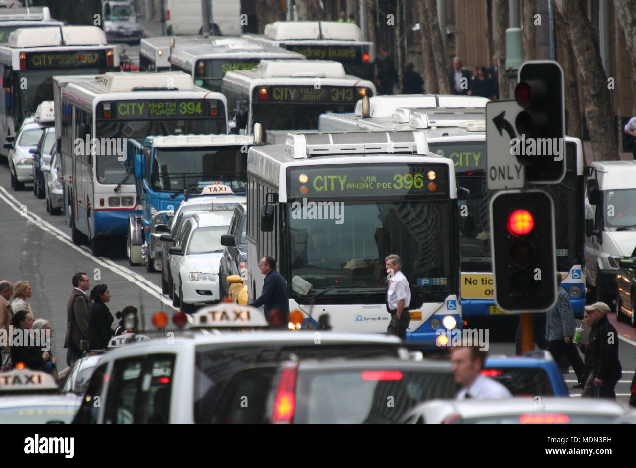 Heavy traffic in the city of Sydney, New South Wales, Australia Stock Photo
