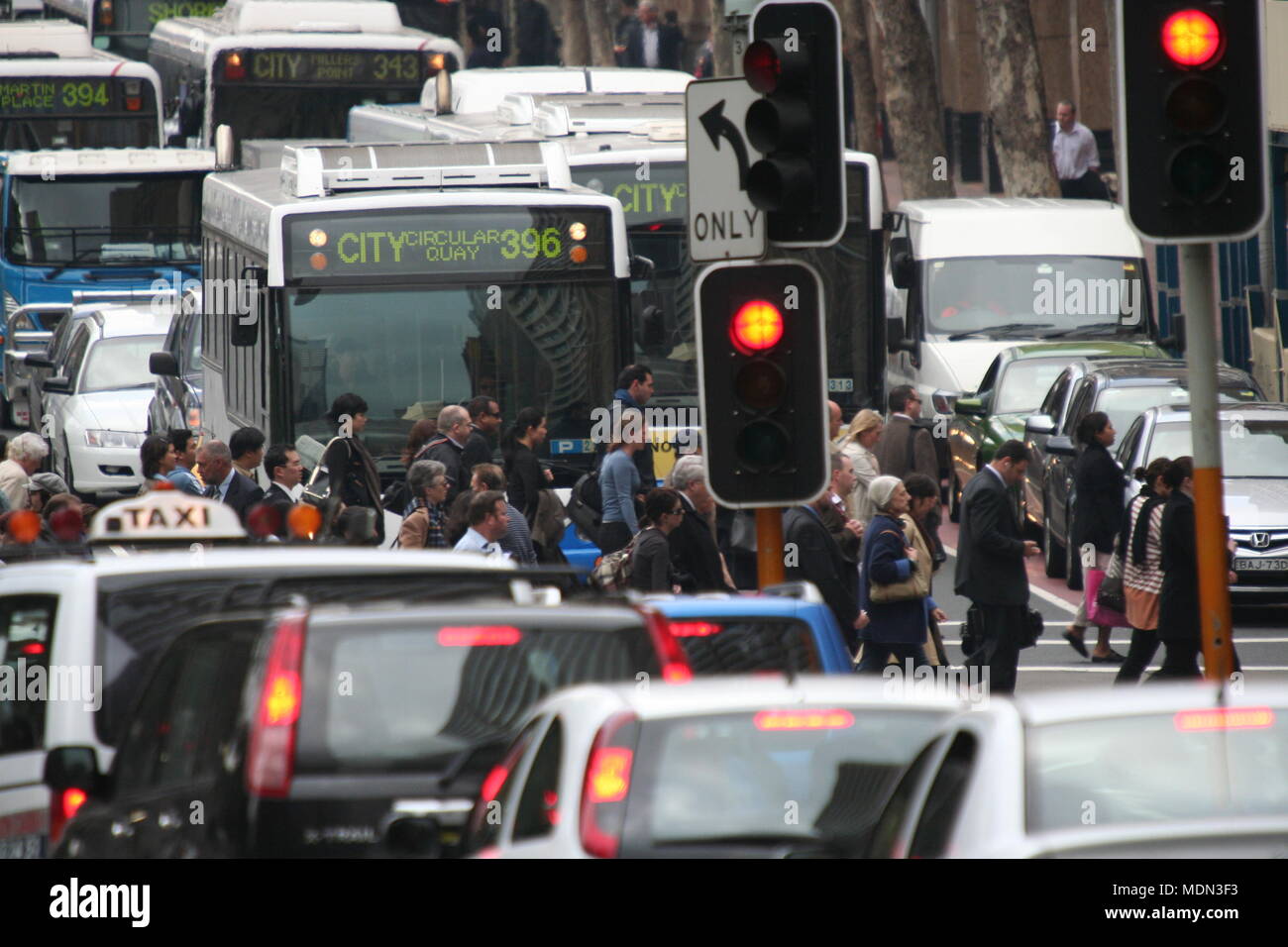 Heavy traffic in the city of Sydney, New South Wales, Australia Stock Photo