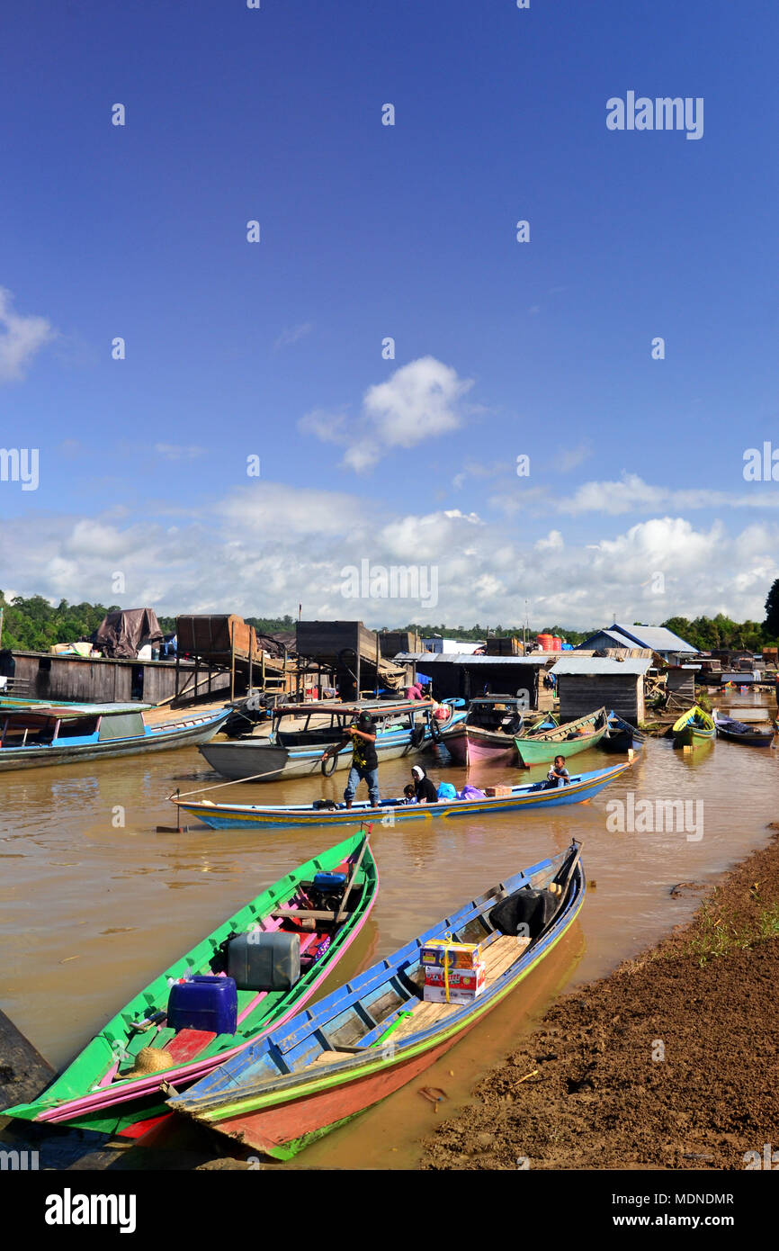 community activities on the Barito river, Borneo, Indonesia. Stock Photo